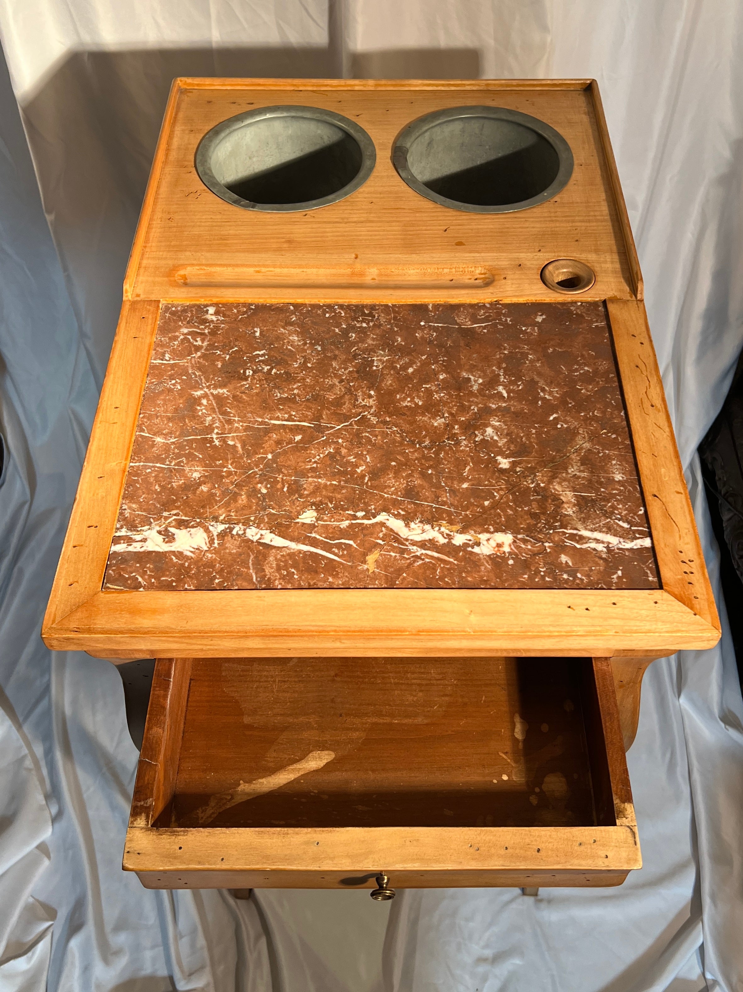 20th Century Antique French Walnut & Marble Rafraîchissoir Wine Table with Coolers Circa 1900 For Sale