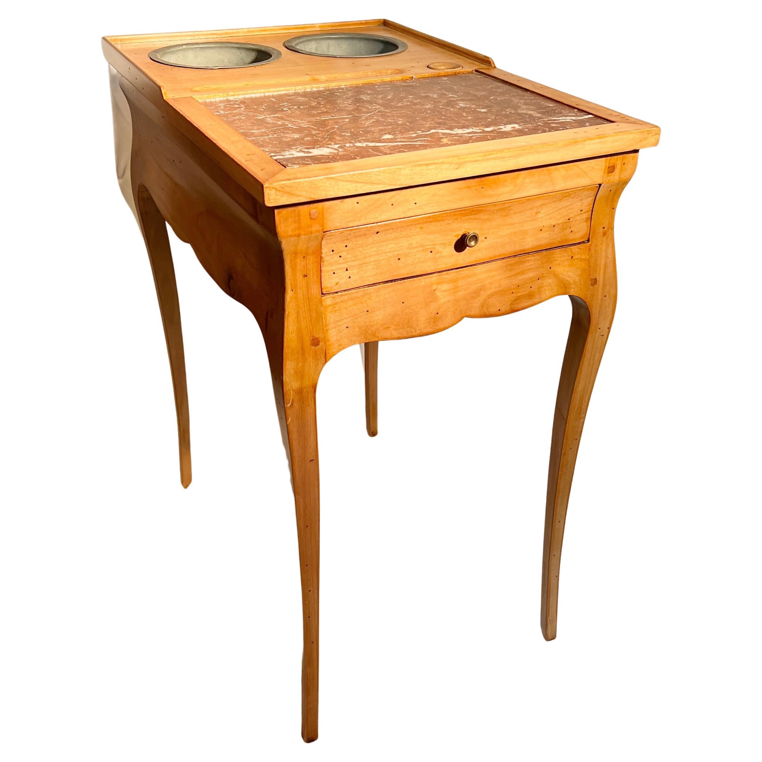 Antique French Walnut & Marble Rafraîchissoir Wine Table with Coolers Circa 1900 For Sale