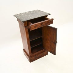 Antique French Walnut Marble Top Bedside Cabinet
