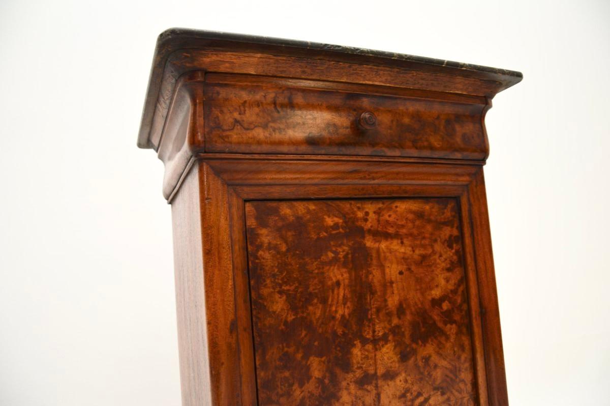Antique French Walnut Marble Top Bedside Cabinet For Sale 2