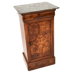 Antique French Walnut Marble Top Bedside Cabinet