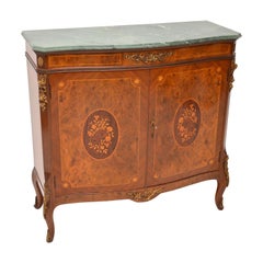 Antique French Walnut Marble-Top Cabinet Antique French Walnut Marble-Top Cabinet
