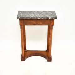 Antique French Walnut Marble Top Console Table