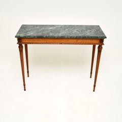 Antique French Walnut Marble Top Console Table
