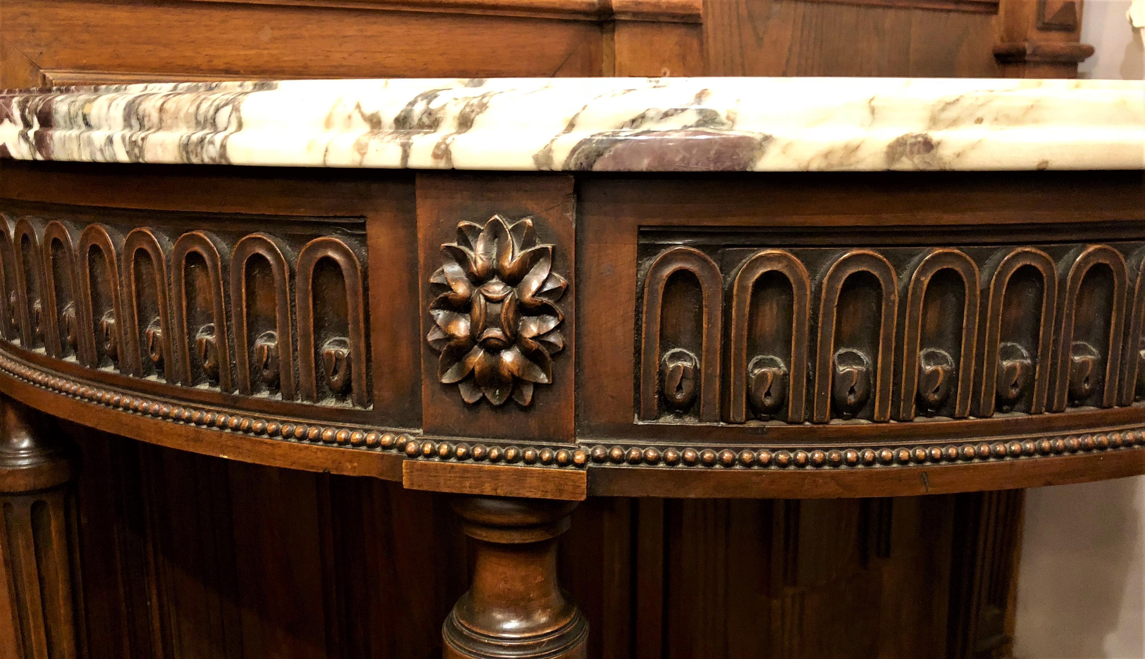 Antique French Walnut Marble-Top Demilune Console In Good Condition For Sale In New Orleans, LA