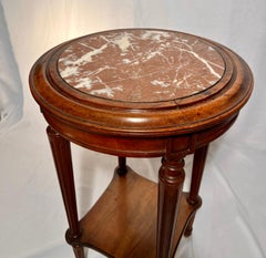 Antique French Walnut Marble Top Occasional Table, Circa 1890.