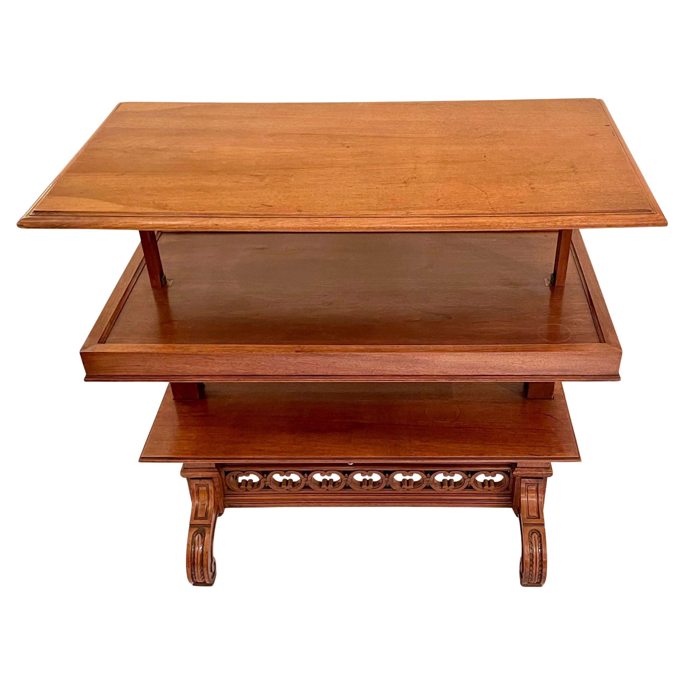 19th Century Antique French Walnut Mechanical Table, Circa 1880. For Sale