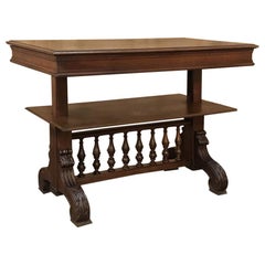 Antique French Walnut Neoclassical Pop-Top Serving Table