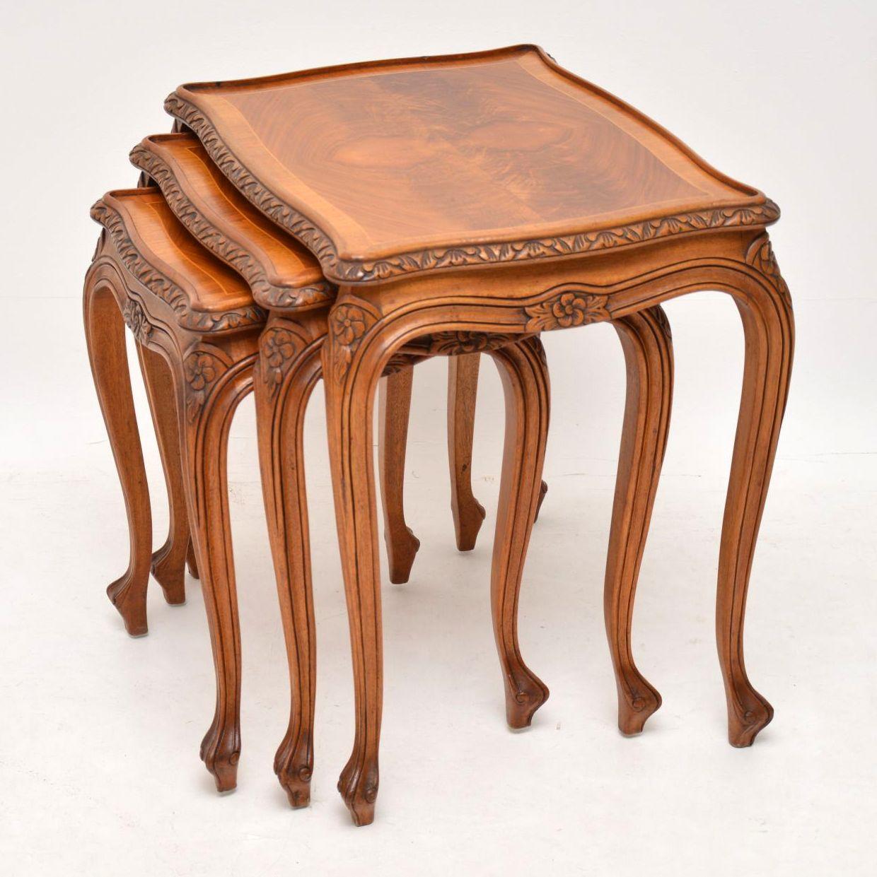 Victorian Antique French Walnut Nest of Tables