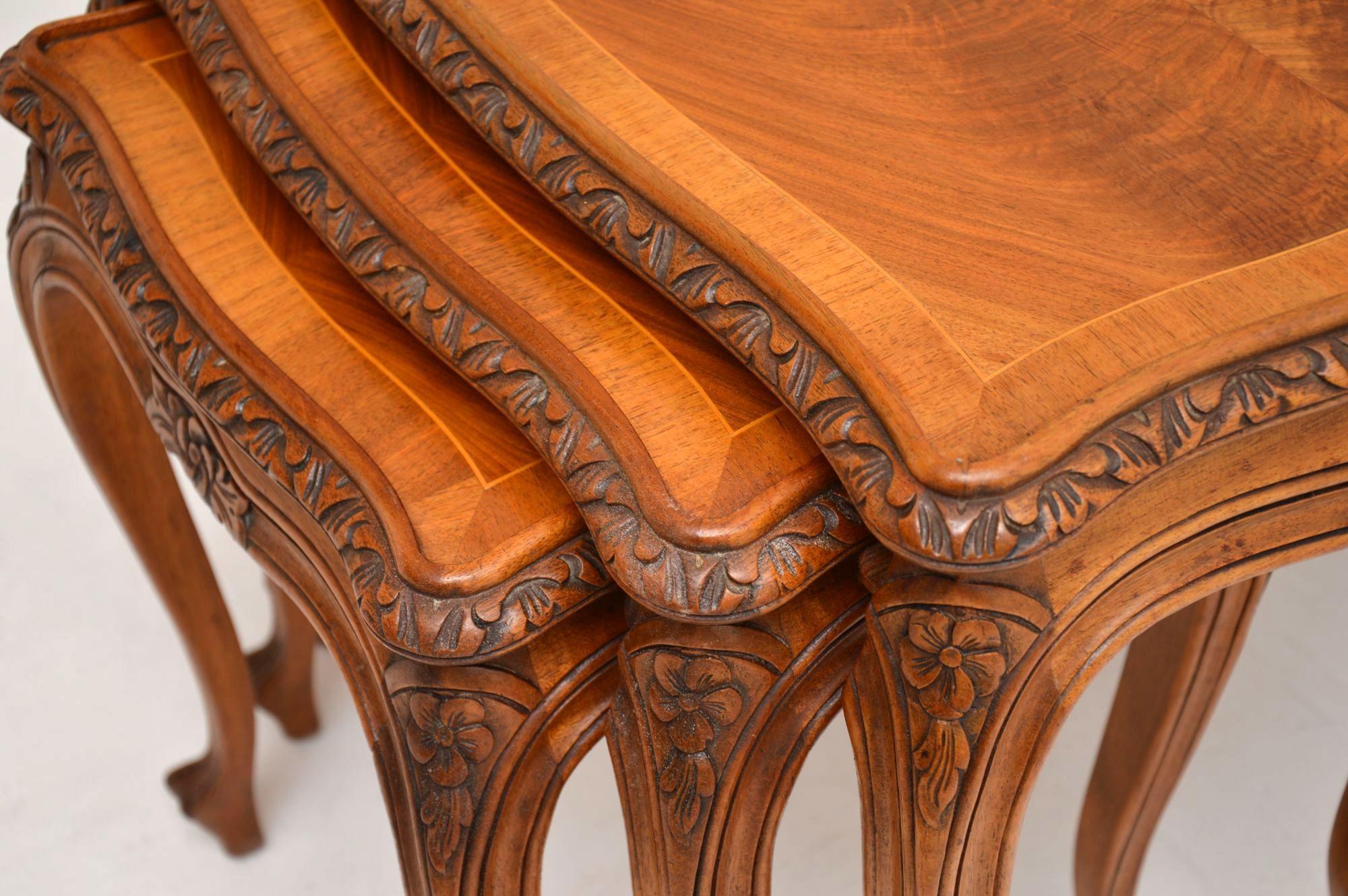 Antique French Walnut Nest of Tables 1