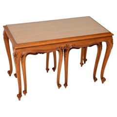 Antique French Walnut Nesting Coffee Table