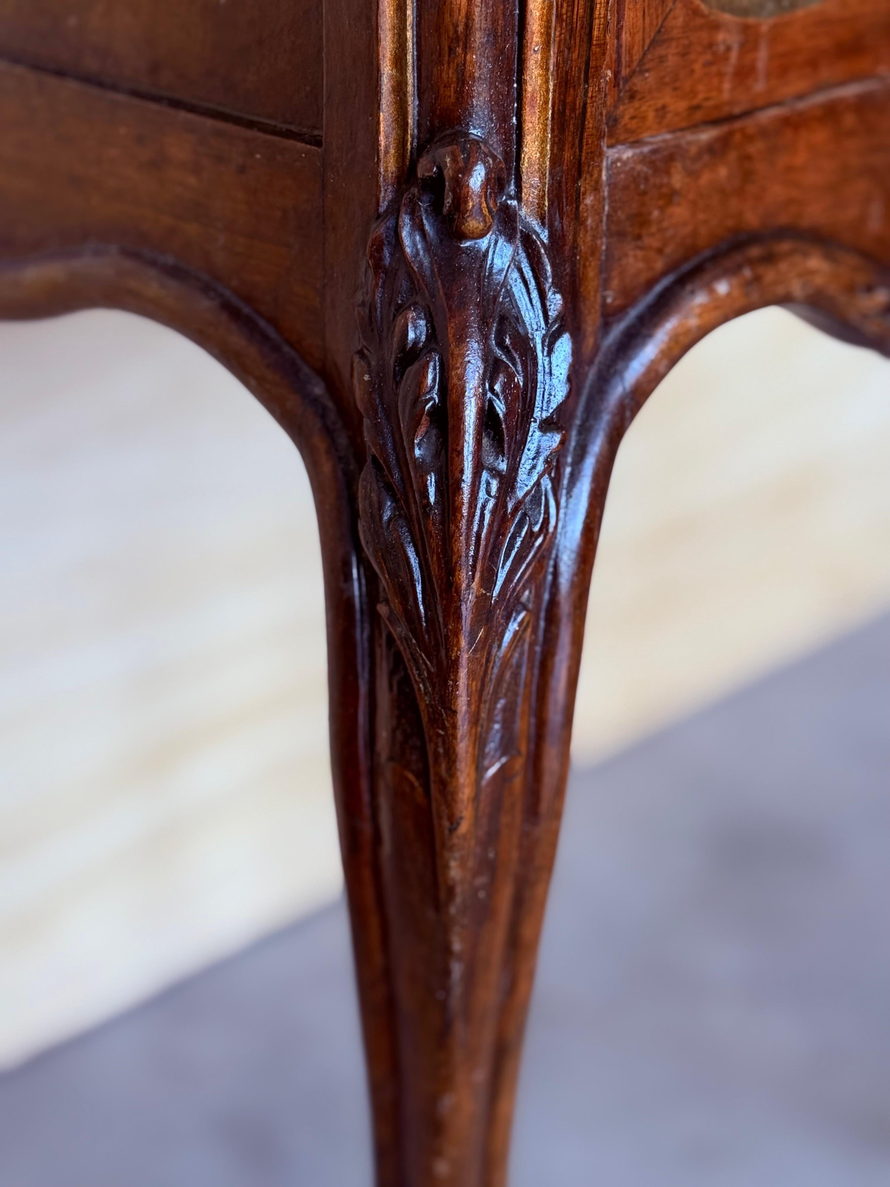 Antique French Walnut Night Stands with marble top and crest, 1900 For Sale 8