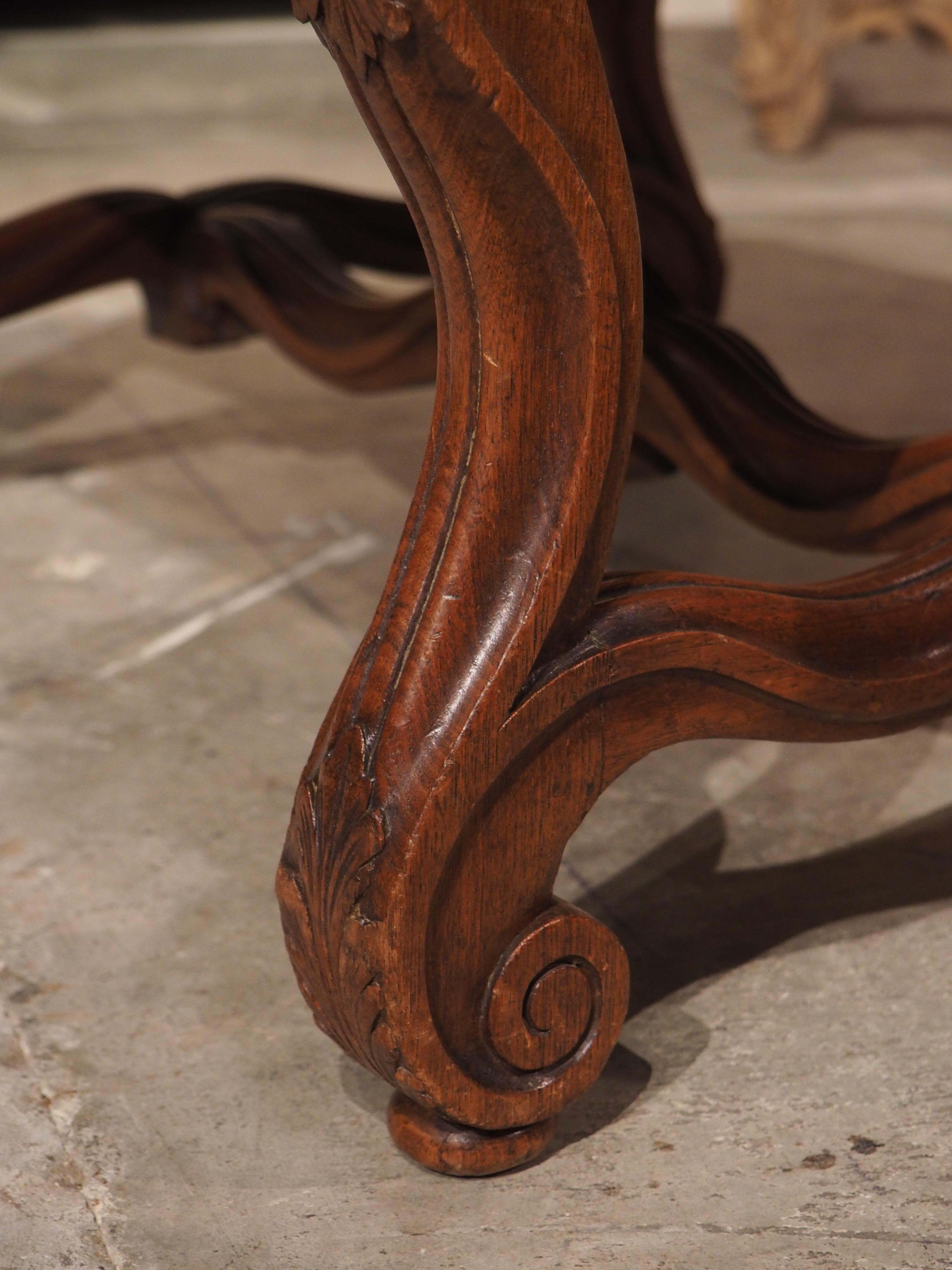 Antique French Walnut Os De Mouton Tabouret Stool, Early 1900s 5