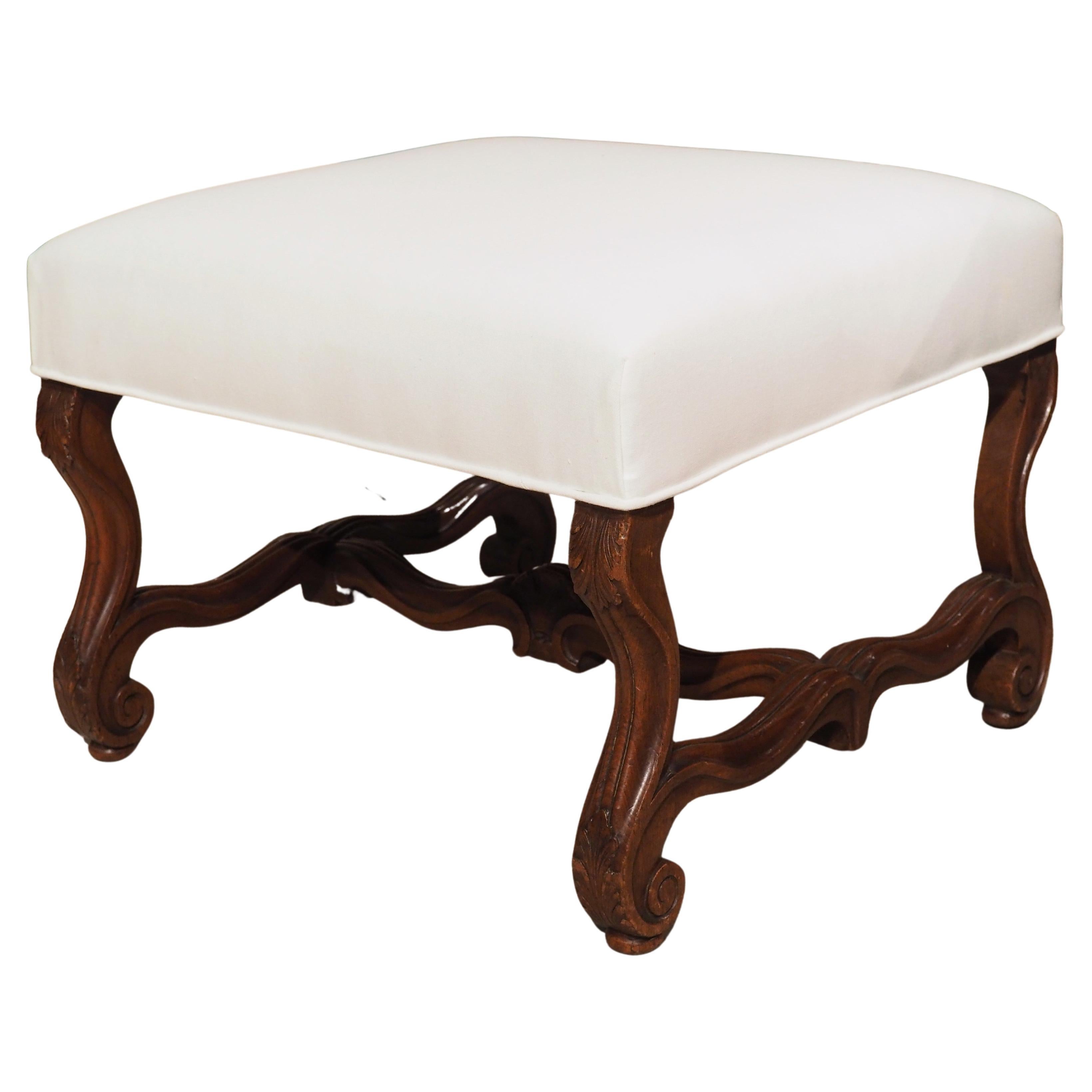 Antique French Walnut Os De Mouton Tabouret Stool, Early 1900s