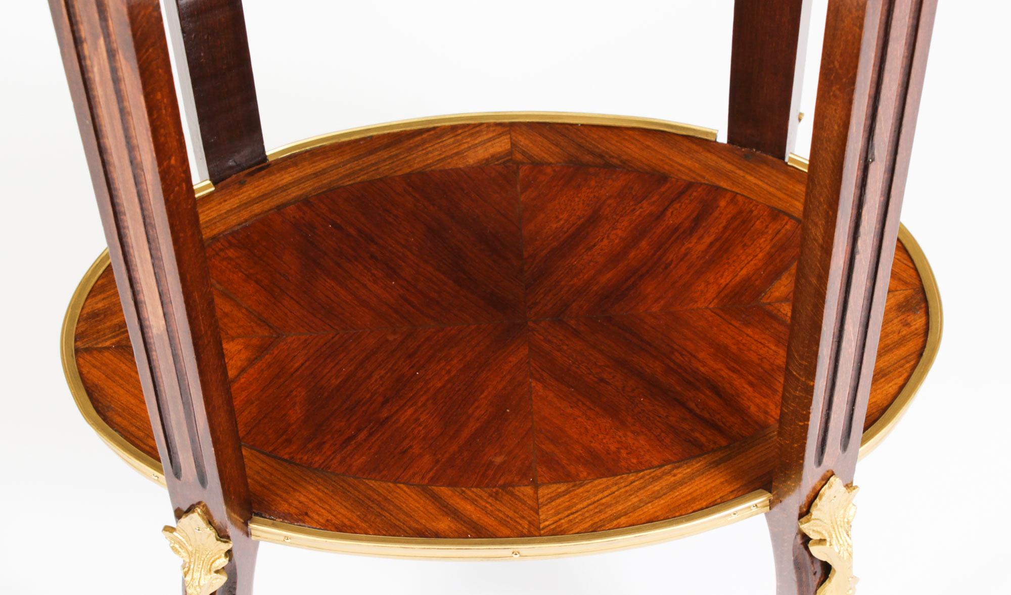 Antique French Walnut Parquetry Oval Occasional Side Table 19th Century 5