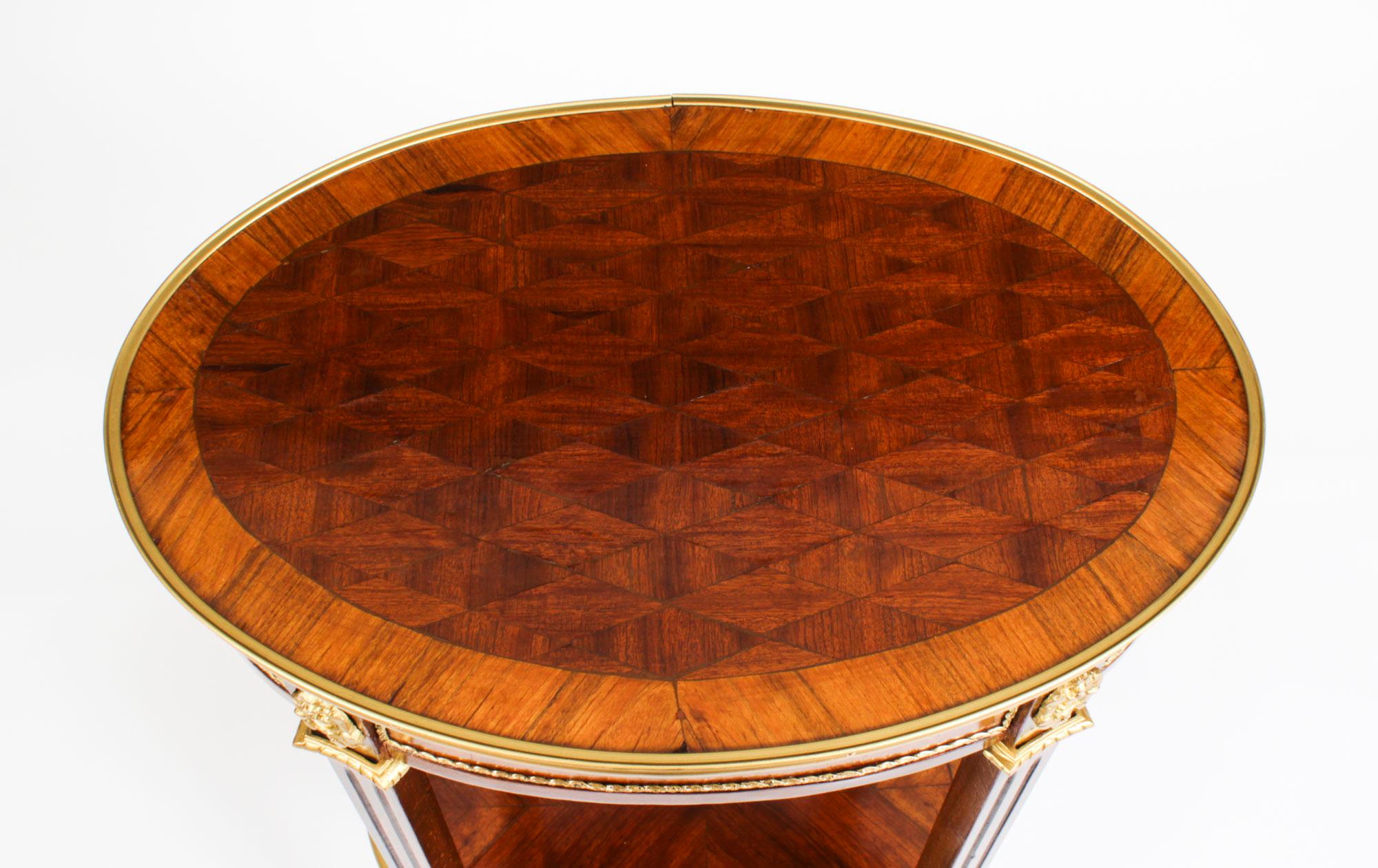 Antique French Walnut Parquetry Oval Occasional Side Table 19th Century In Good Condition In London, GB