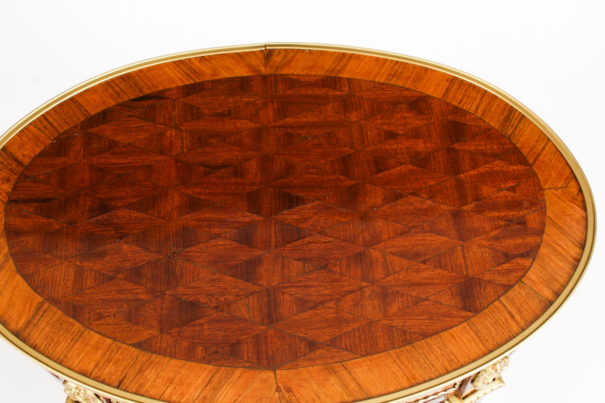 Early 19th Century Antique French Walnut Parquetry Oval Occasional Side Table 19th Century