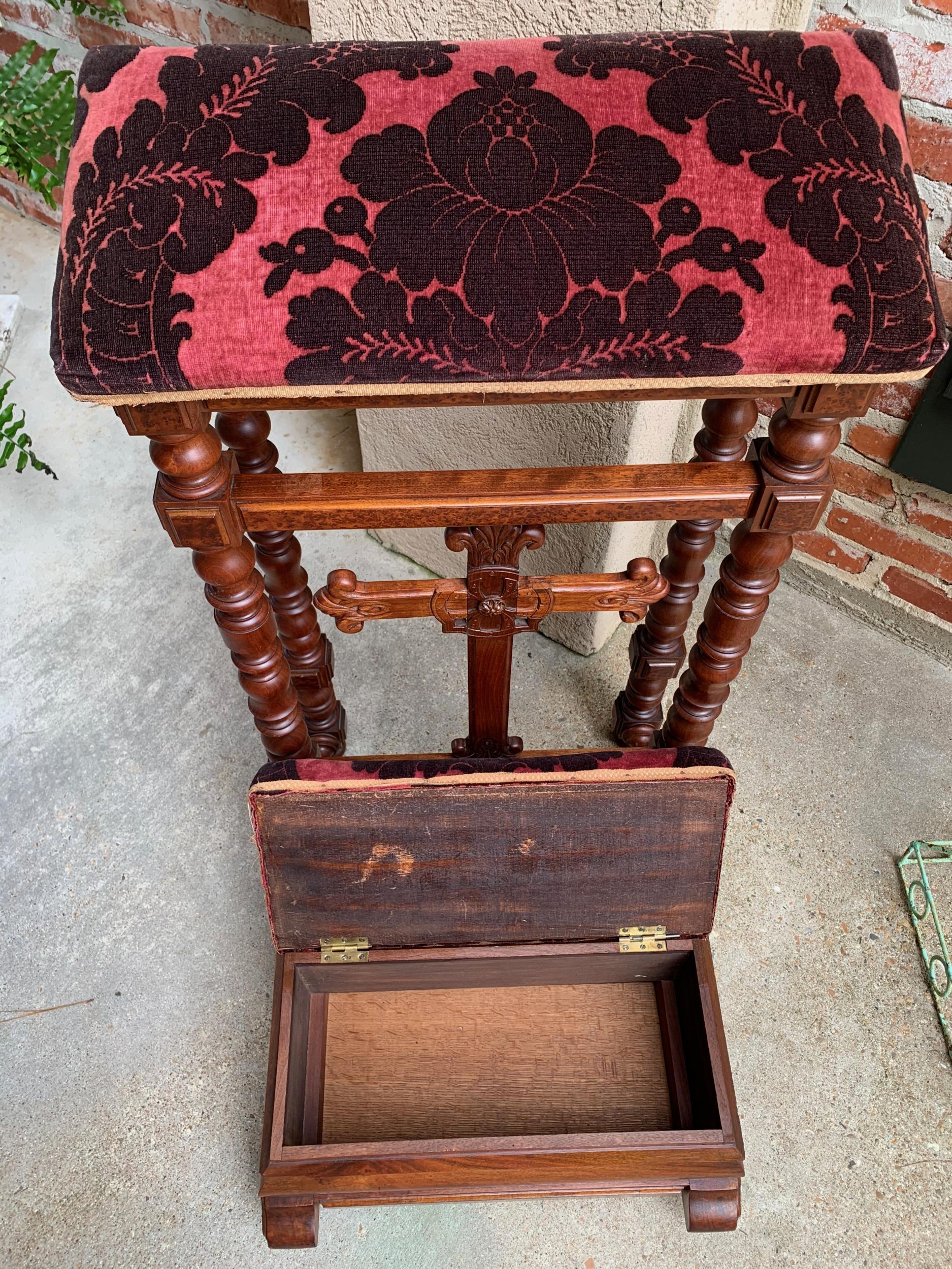 Antique French Walnut Prayer Kneeler Prie Dieu Catholic Chapel Bench 2