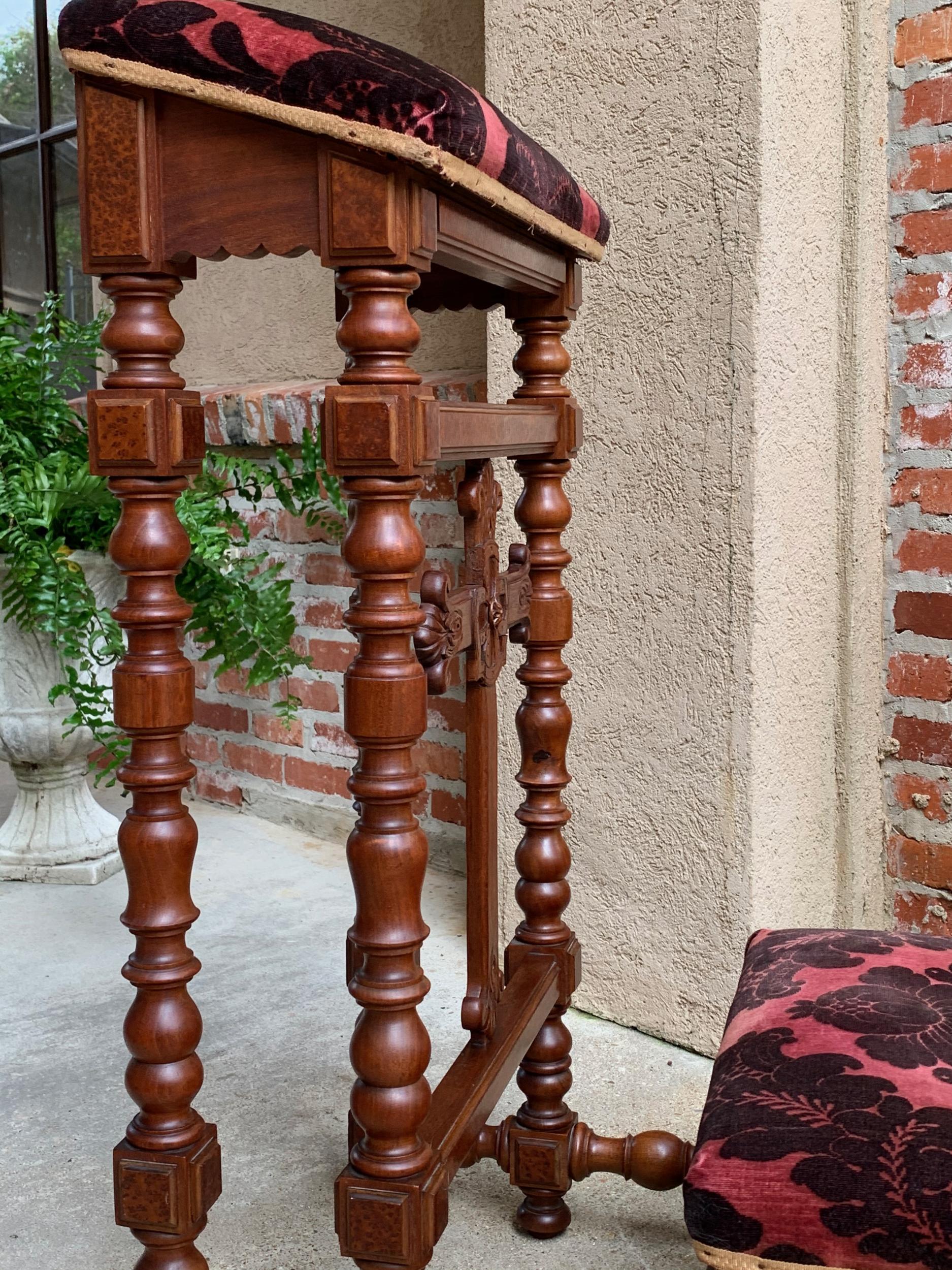 Antique French Walnut Prayer Kneeler Prie Dieu Catholic Chapel Bench 5