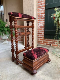 Antique French Walnut Prayer Kneeler Prie Dieu Catholic Chapel Bench