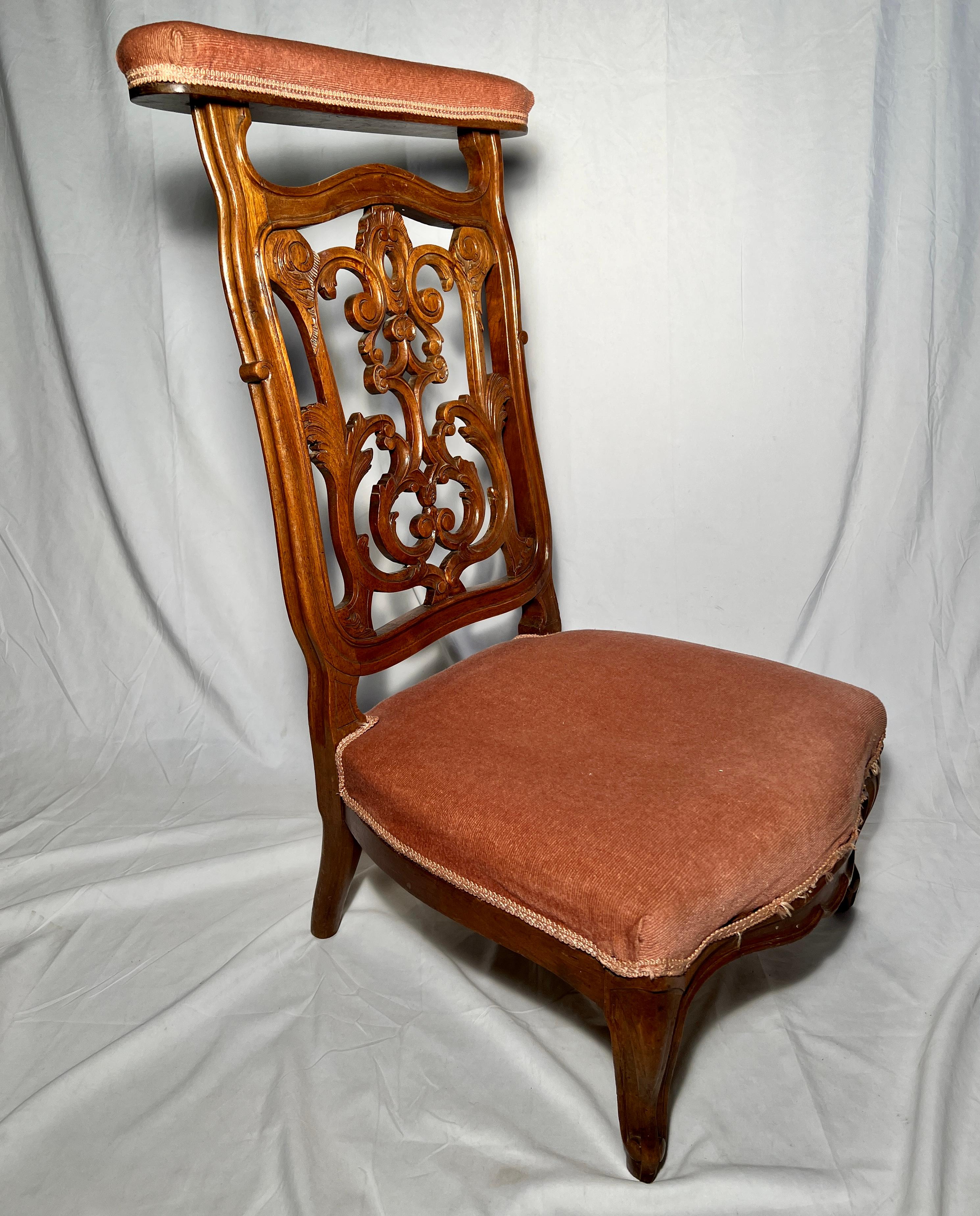 Mid-19th Century Antique French Walnut Prie Dieu, circa 1860 For Sale
