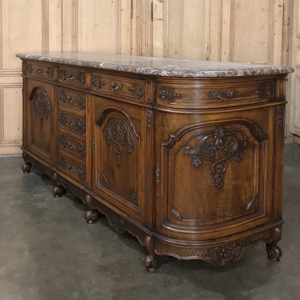 Antique French Walnut Regence Marble Top Buffet 7