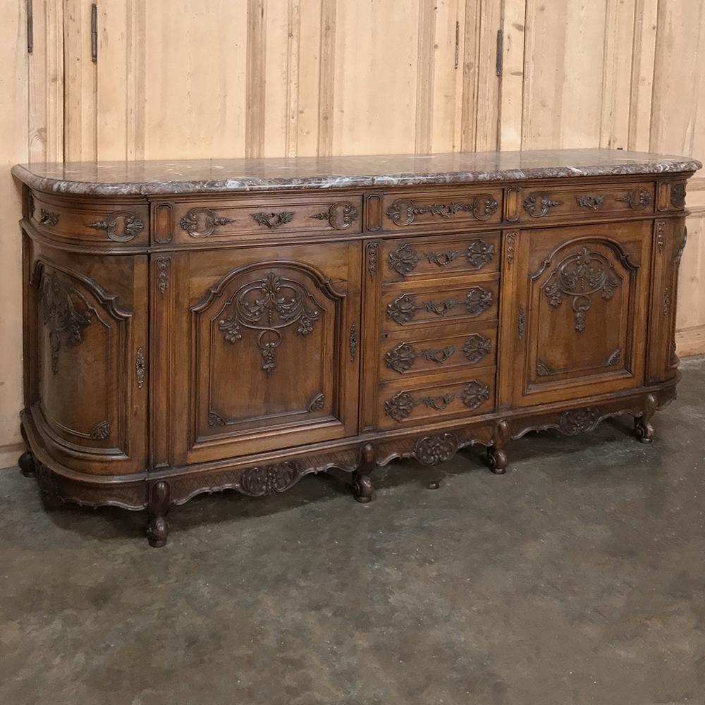 Louis XV Antique French Walnut Regence Marble Top Buffet