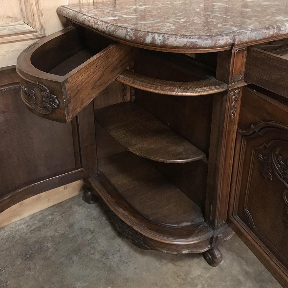 Antique French Walnut Regence Marble Top Buffet In Good Condition In Dallas, TX
