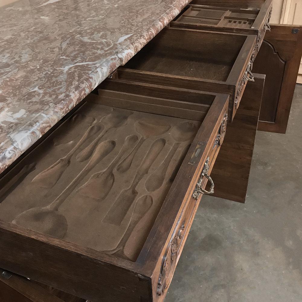 Mid-20th Century Antique French Walnut Regence Marble Top Buffet