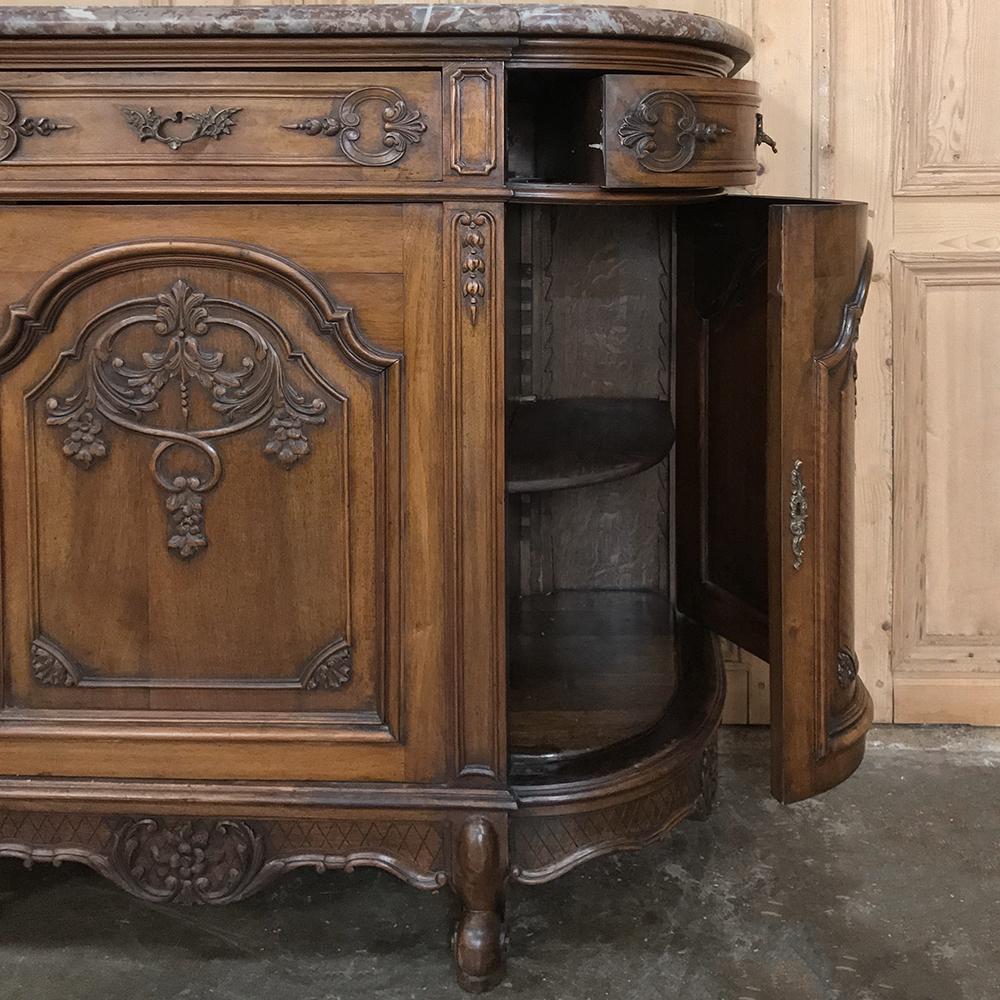 Antique French Walnut Regence Marble Top Buffet 1