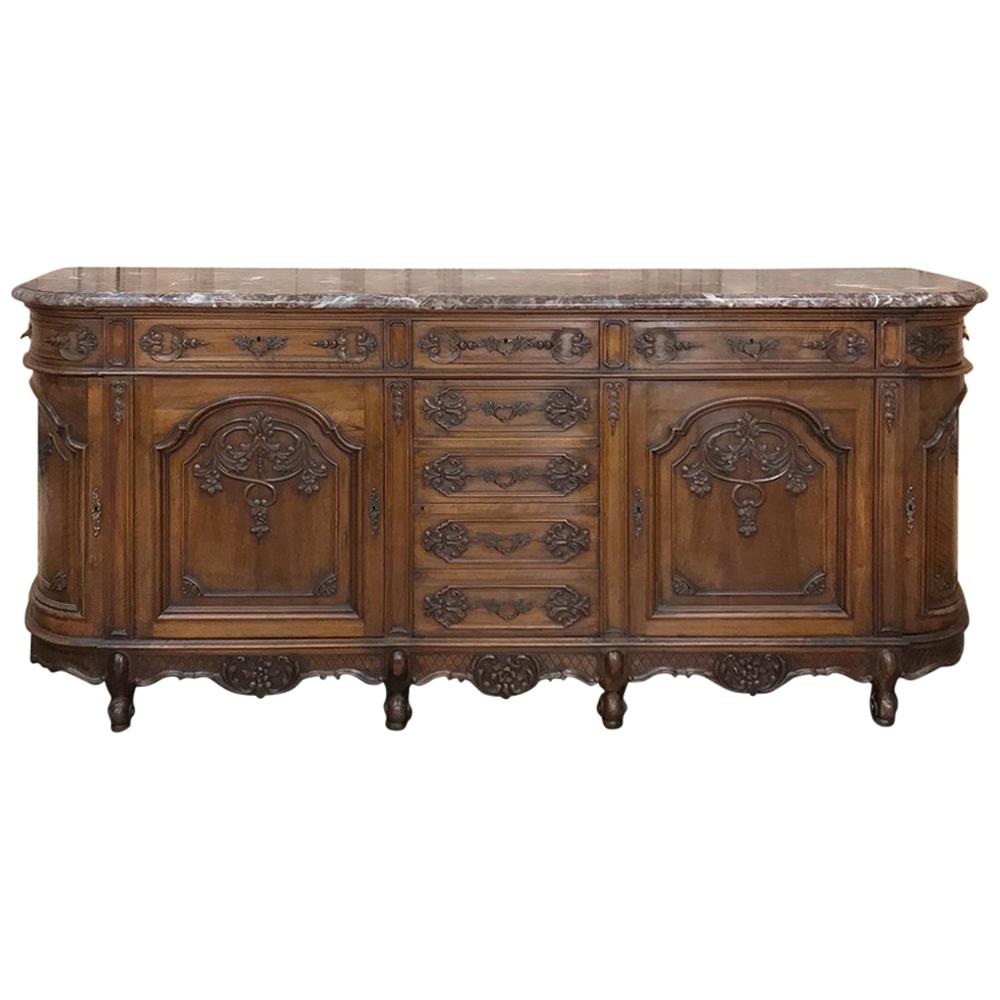Antique French Walnut Regence Marble Top Buffet