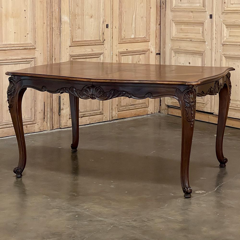 Hand-Carved Antique French Walnut Regence Style Dining Table For Sale