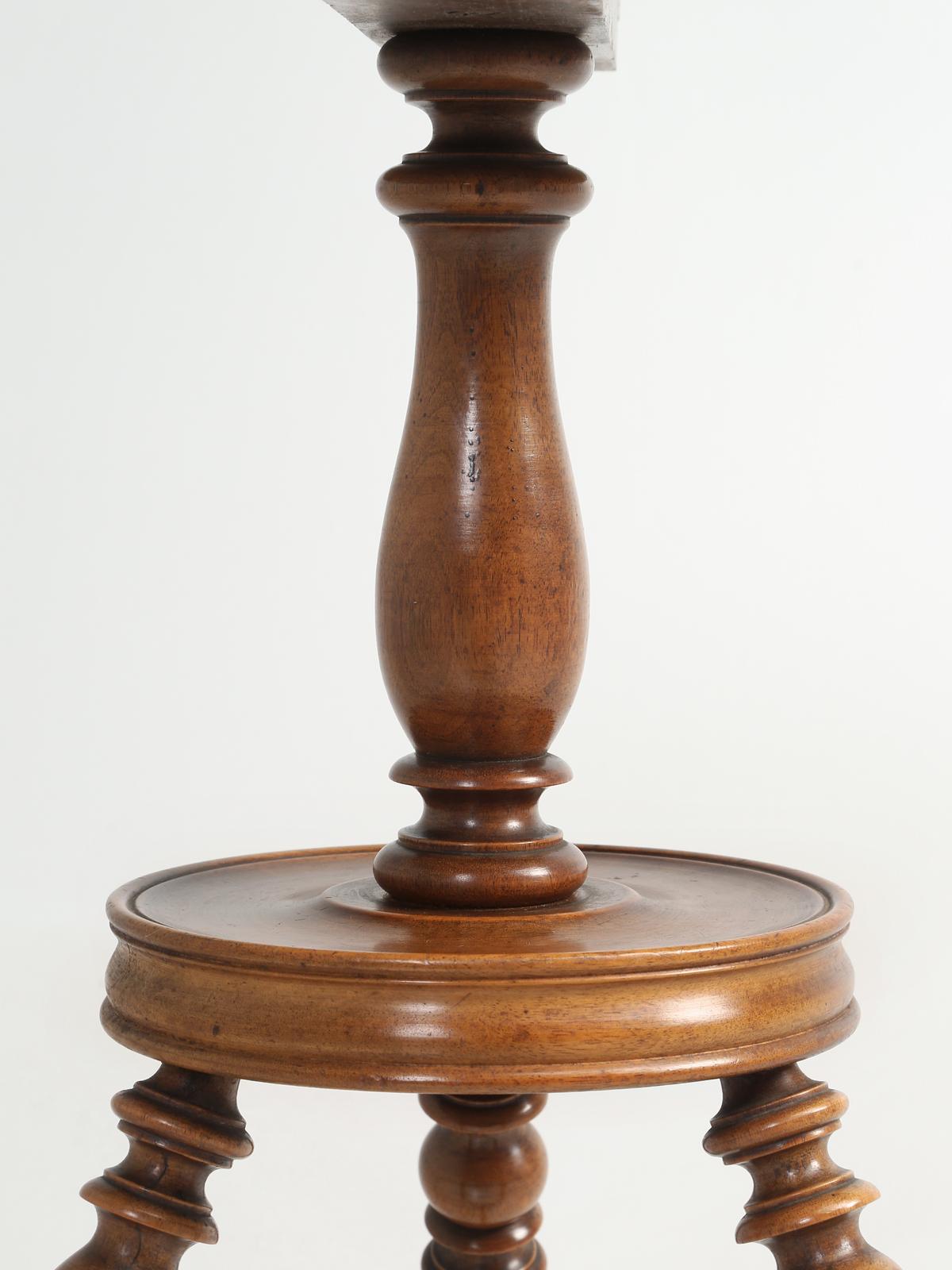 Antique French Walnut Round Petite Drink or Wine Side Table 1