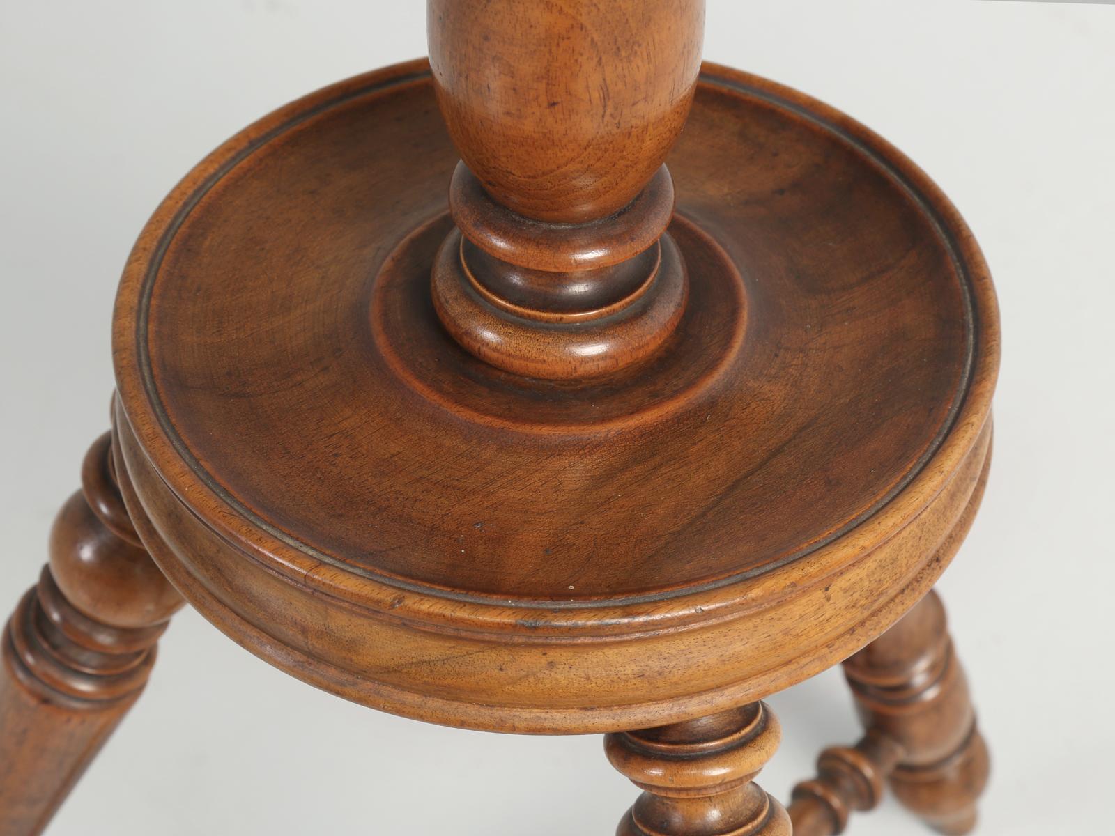 Antique French Walnut Round Petite Drink or Wine Side Table 2