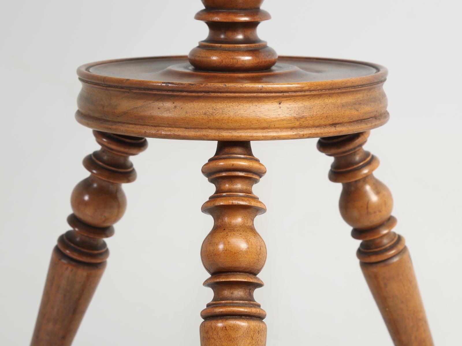 Antique French Walnut Round Petite Drink or Wine Side Table 3