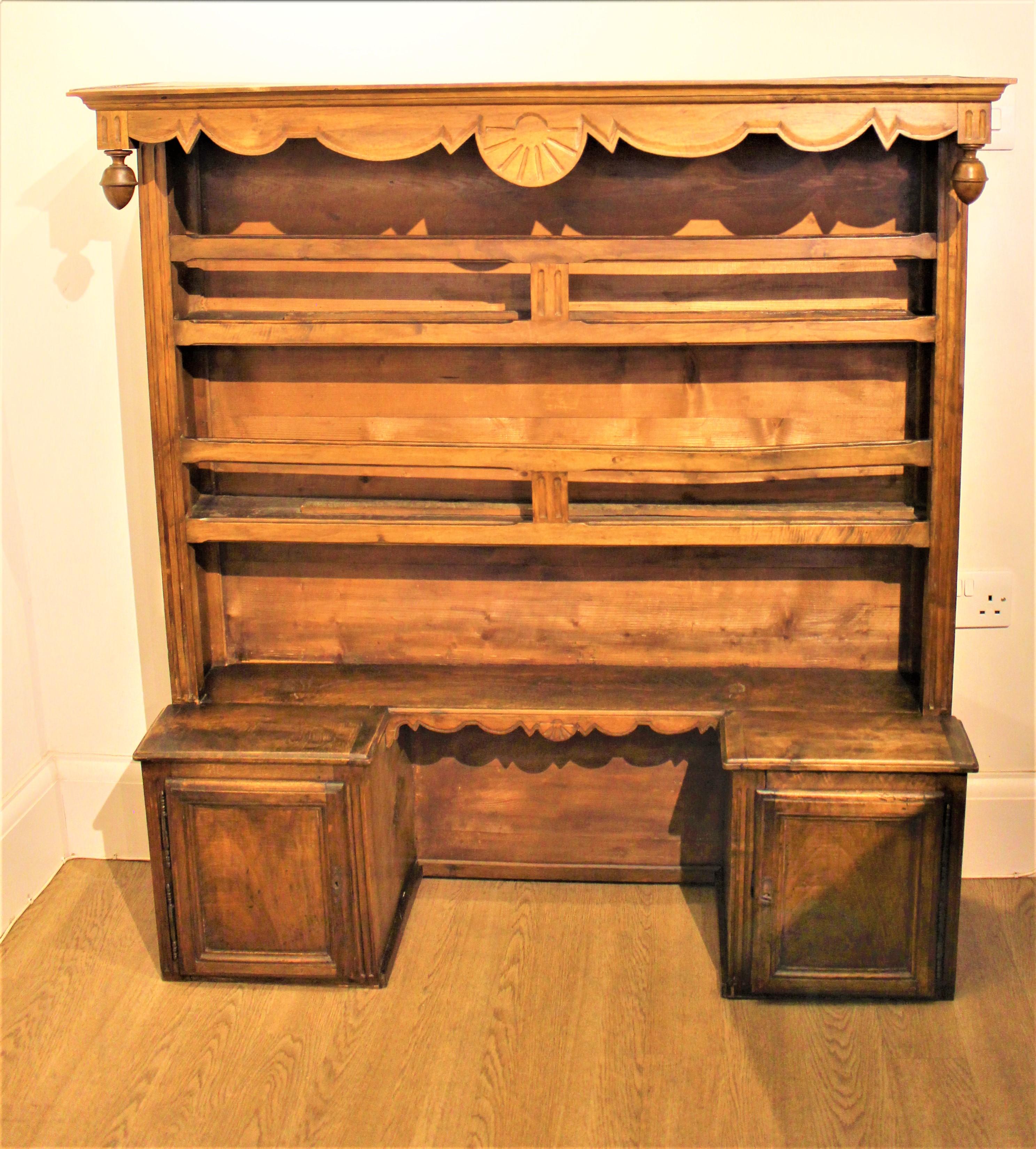 Antique French Walnut Rustic Chamfer Plate Holder Buffet Dresser Rack Top Shelf For Sale 4