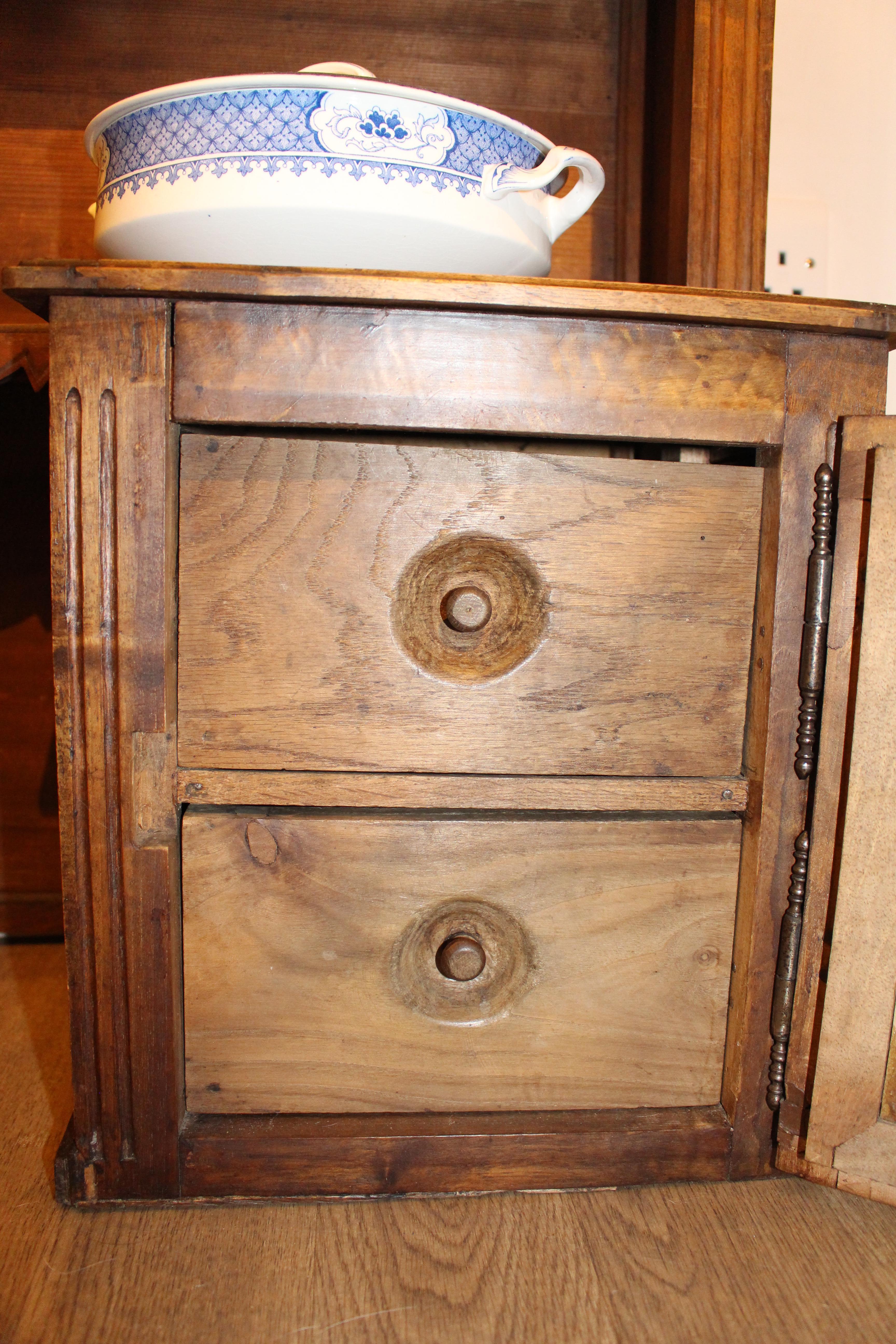 19th Century Antique French Walnut Rustic Chamfer Plate Holder Buffet Dresser Rack Top Shelf For Sale