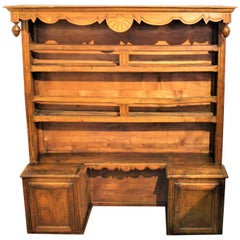 Antique French Walnut Rustic Chamfer Plate Holder Buffet Dresser Rack Top Shelf