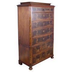 Antique French Walnut Semanier, Solid Burls