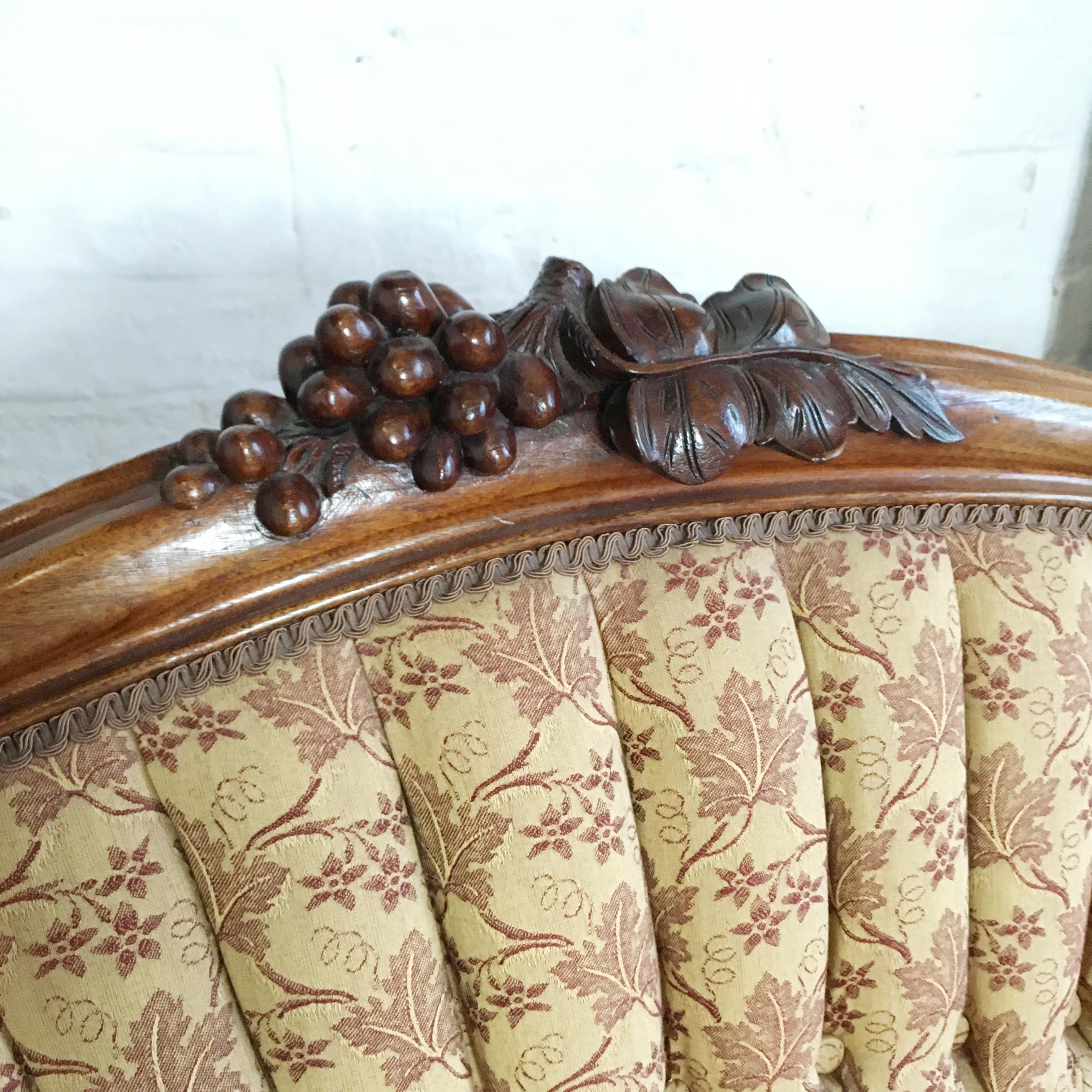 Hand-Carved Antique French Walnut Settee, circa 1890s