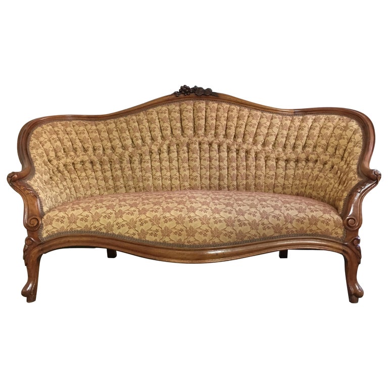 Antique French Walnut Settee, circa 1890s at 1stDibs