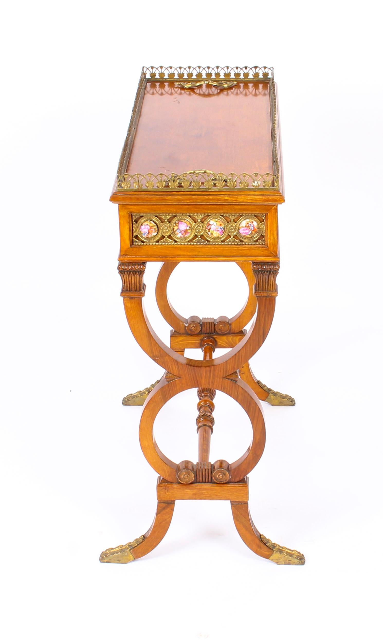 Antique French Walnut Sevres Style and Brass Jardinière, 19th Century 8