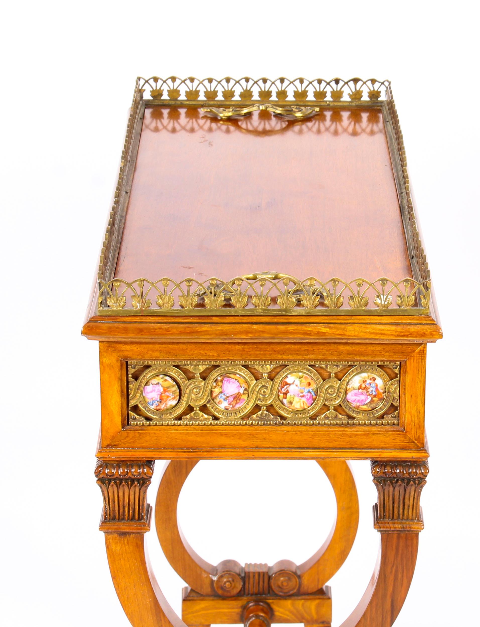 Antique French Walnut Sevres Style and Brass Jardinière, 19th Century 9