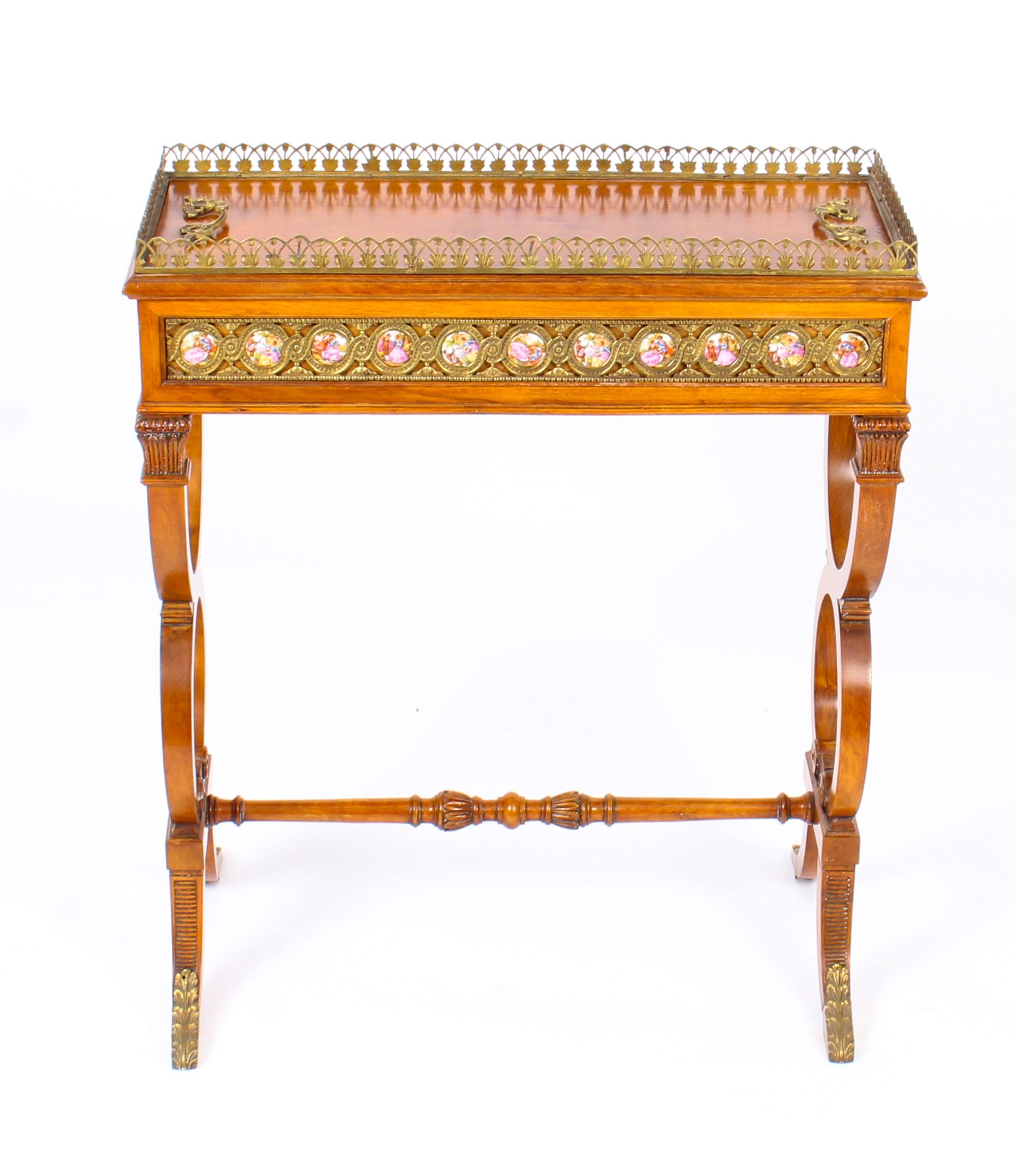 Antique French Walnut Sevres Style and Brass Jardinière, 19th Century 13