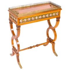 Antique French Walnut Sevres Style and Brass Jardinière, 19th Century