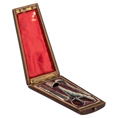 Antique French Walnut Sewing Set Case, Napoleon III Étui, Needle Case