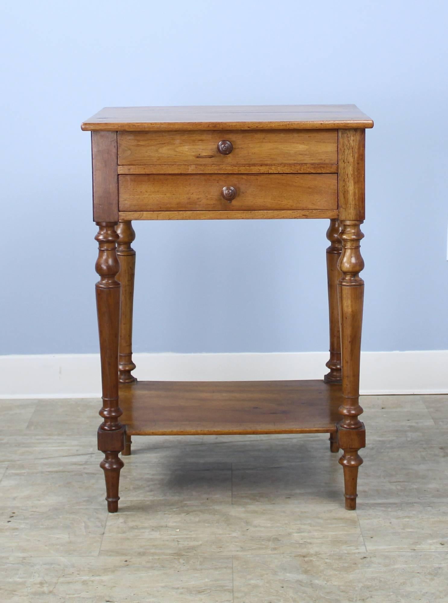 Antique French Walnut Side Table with Turned Legs In Good Condition In Port Chester, NY