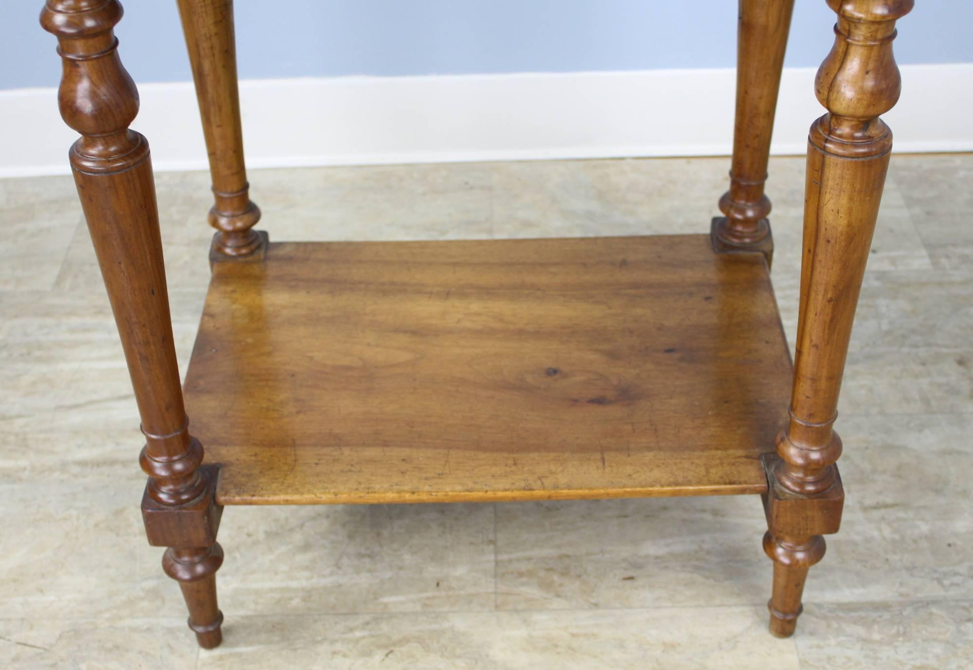 Antique French Walnut Side Table with Turned Legs 2