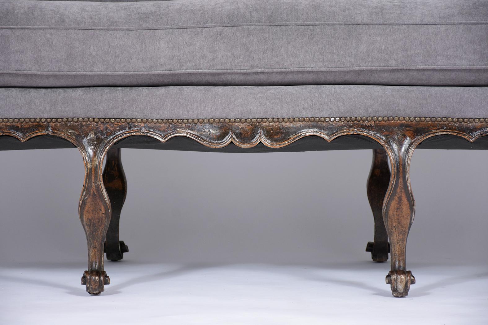 Carved Louis XV Walnut Sofa