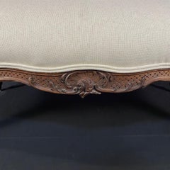 Antique French Walnut Sofa with Museum Quality Carving and New Upholstery